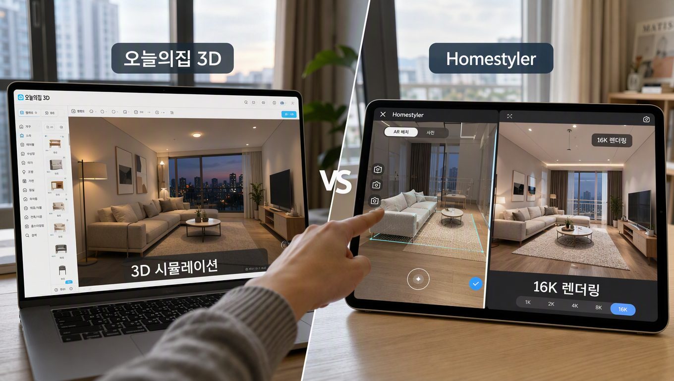인테리어 사이트를 찾을 때 3D 시뮬레이션과 렌더링 기능을 확인하는 기준